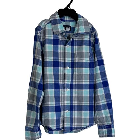 The Children's Place Boys Button-Up Shirt 5/6 Blue Gray Plaid Long Sleeve Cotton - Picture 8 of 15